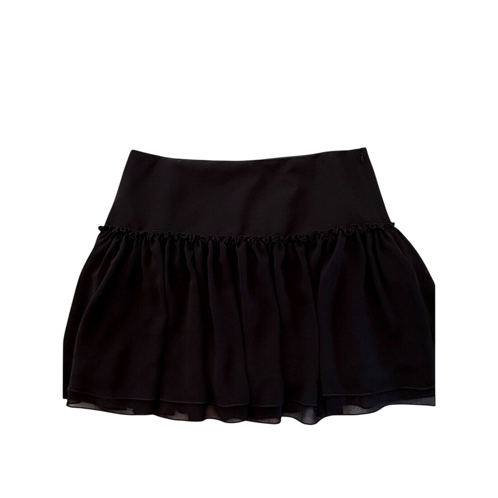 Banana Republic Black Ruffle Drop Waist Mini Skirt 174561-00-1 Womens 14 NWT